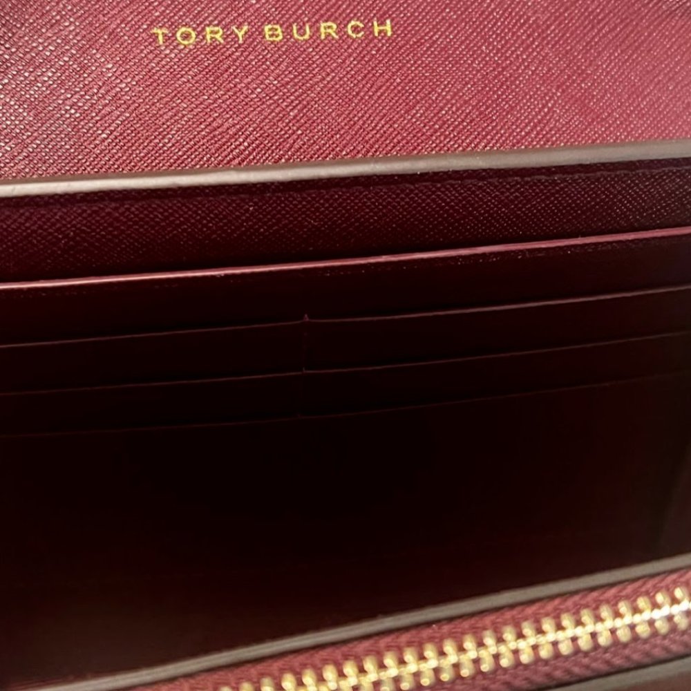 Tory Burch Emerson Chain Wallet Leather Cross Body Bag in Claret NWT - Picture 8 of 9